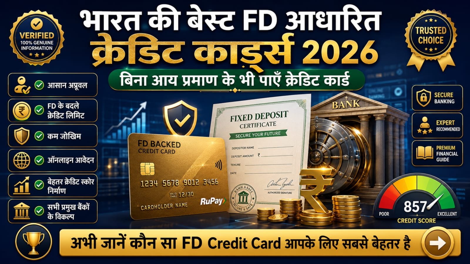 भारत में सर्वश्रेष्ठ FD-आधारित क्रेडिट कार्ड (2026) — पूरी हिंदी गाइड